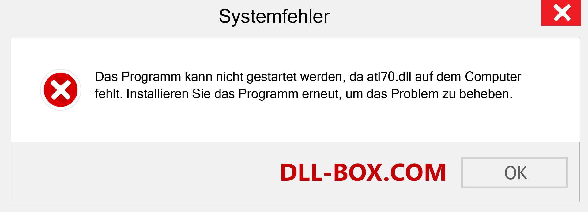 atl70.dll-Datei fehlt?. Download für Windows 7, 8, 10 - Fix atl70 dll Missing Error unter Windows, Fotos, Bildern
